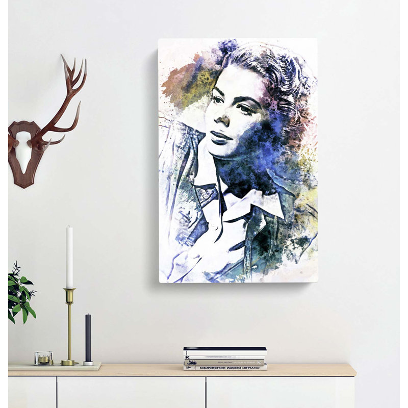 Ingrid Bergman In Abstract - Wrapped Canvas, 60cm H x 40cm W x 3cm D