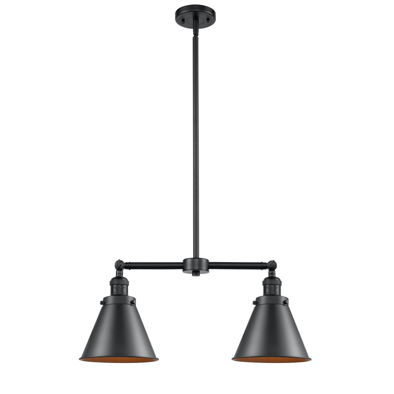 Lustre 2 lumières à abat-jour Donovan, Ampoule DEL 6 watts Vinage, Bronze huilé, Bronze huilé