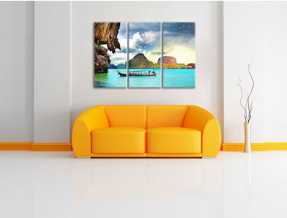 3-tlg. Leinwandbilder-Set „Thailand Phuket Paradies am Strand“, Grafikdruck