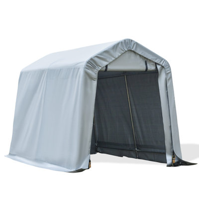 Outsunny Carport Portable Garage, Heavy Duty Storage Tent, Patio Storage Shelter W/ Anti-UV PE Cover And Double Zipper Doors, For Motorcycle Bike Garden Tools, Light Gray