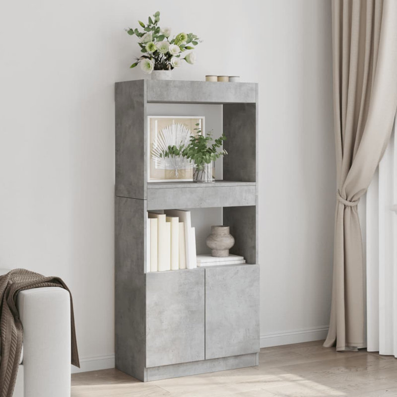 140cm H x 63cm W Standard Bookcase, Concrete grey