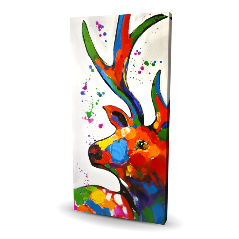 Abstract  Deer Canvas Art | Home Decor Paint Splash