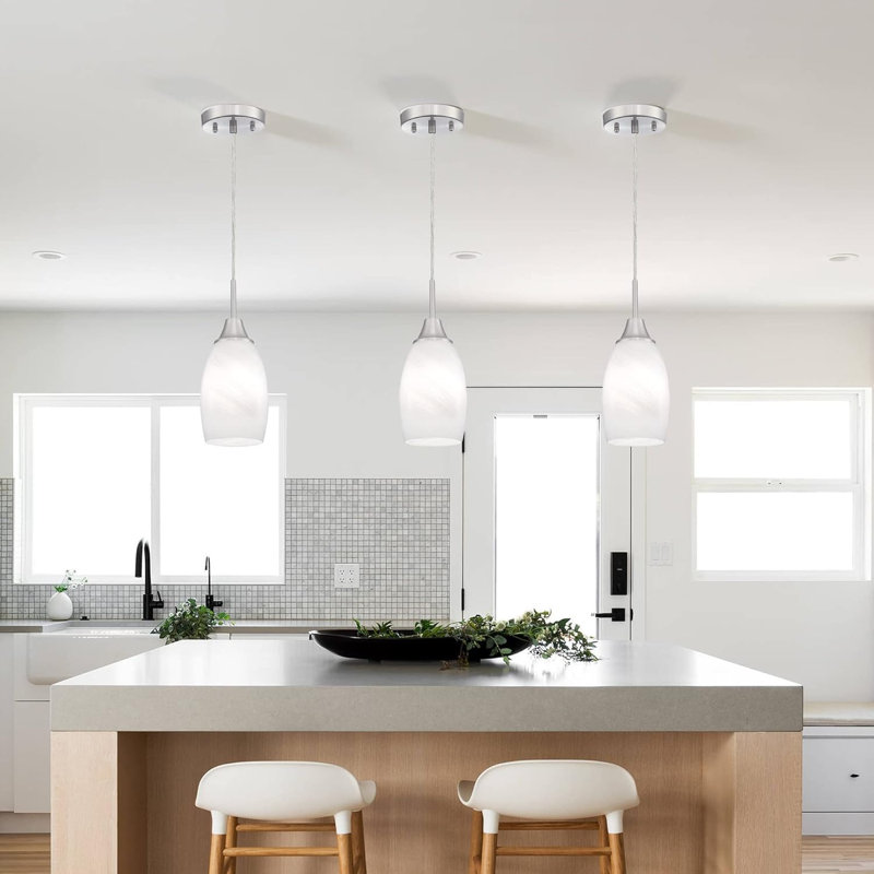 3-pack White Mini Glass Pendant Light
