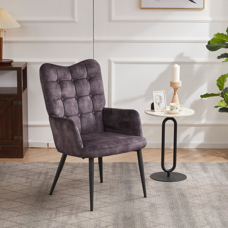 Archie Upholstered Armchair, Black Velvet