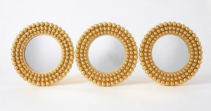 Plastic Round Wall Mirror, Gold