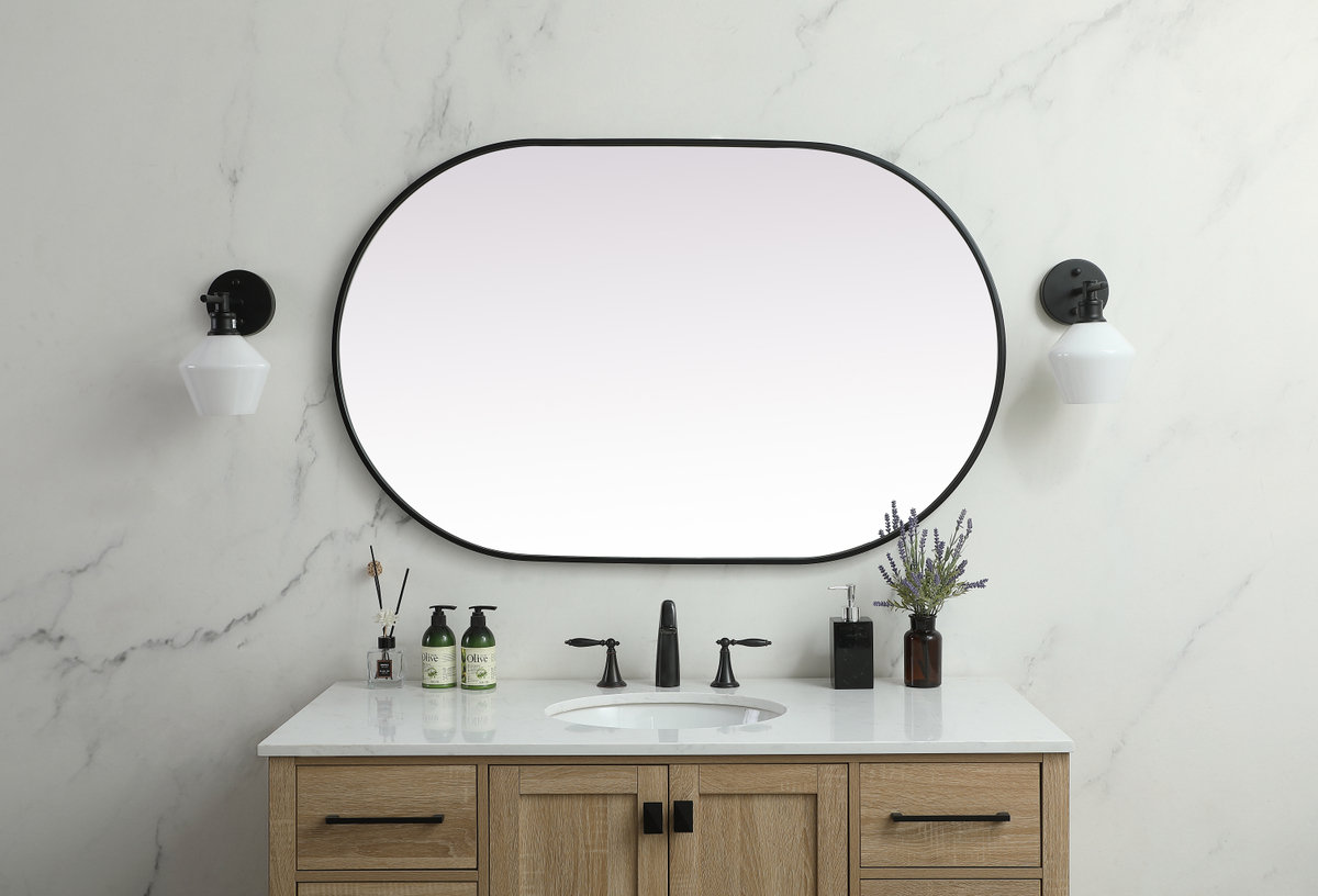 Elington Metal Oval Mirror, 48"  x 30" , Black