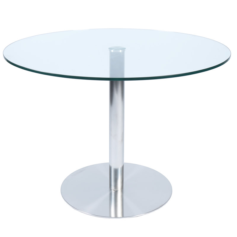 Kahle Round Glass Top Metal Base Dining Table, 30" H x 42" L x 42" W