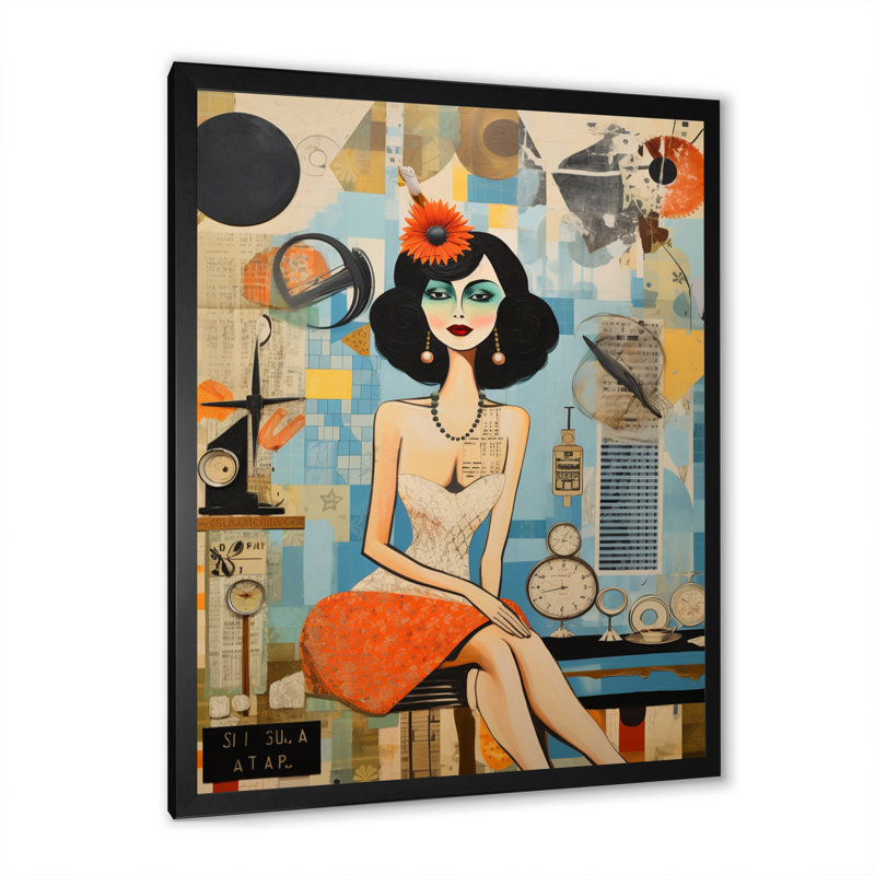 Debany Mid Century Retro Rhythms II - impression, Cadre simple noir, H 32 po x l 16 po x P 1 po