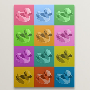 «Caoutchouc canards» par Justin, impression, H 24 po x l 18 po x P 1,25 po, Toile
