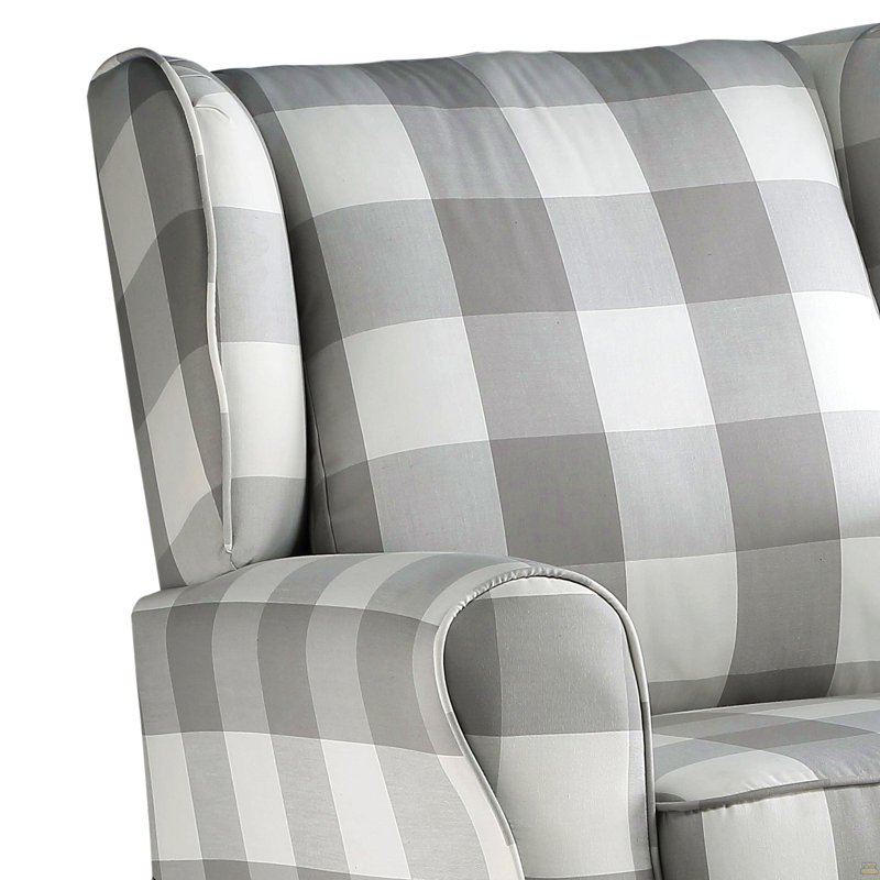 Fauteuil oscillant en tissu gris et blanc Patli