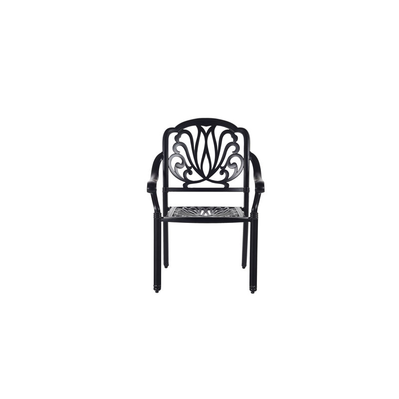 Helland Patio Dining Side Chair with Cushion, Black