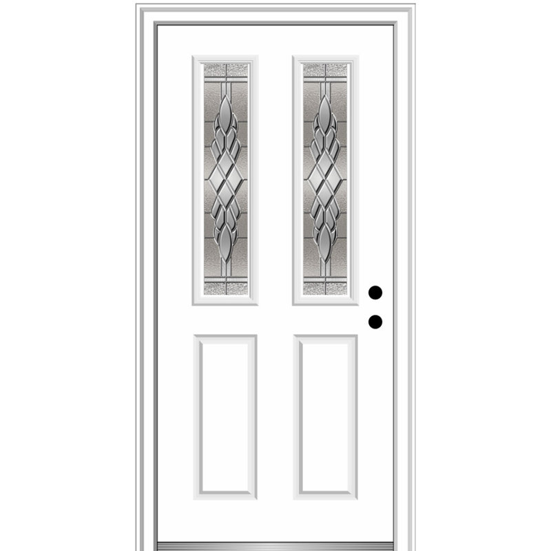 Porte d'entrée pré-montée en fibre de verre 2 panneaux 2 1/2 Grace Grace, Blanc brillant, H 31 po x l 81 po x P 6 po