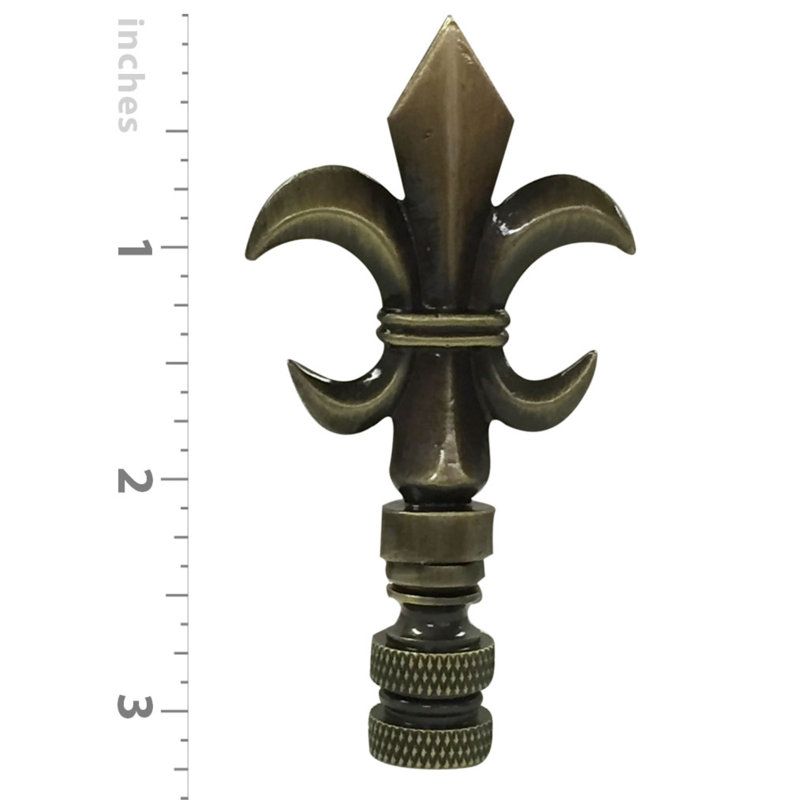 Fleur De Lis Lamp Finial, Antique Brass
