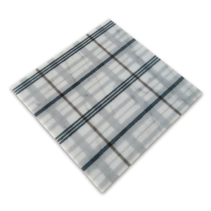 Carreau gravé au laser en marbre de Carrare écossais gris 6 po x 6 po