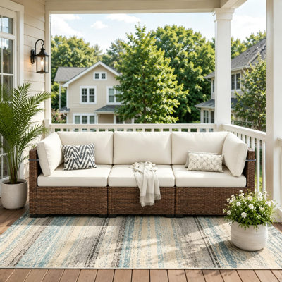 3-Piece Set Includes Two Corner Chairs And One Armless Chair