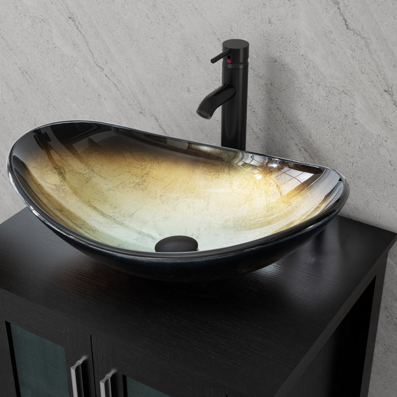 Lavabo de salle de bain en verre teinté 21 ", Champagne