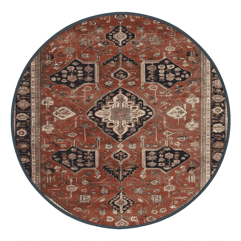 Tapis brun lavable à la machine, Rond 7 pi