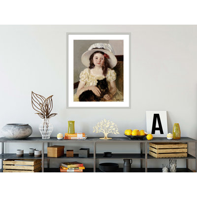 Francoise Holding a Little Black Dog by Mary Cassatt -Framed Giclee Print