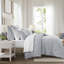 Ensembles de literie en coton bleu de qualité supérieure, courtepointe moderne brodée grand lit 3 pièces