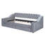 Lit de jour gris rembourré avec rangement pour accoudoirs et option de couchage élégante-324910796
