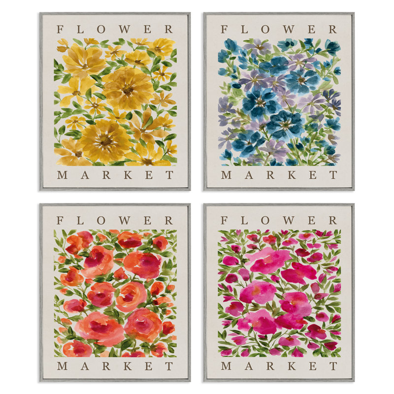 «Divers marché aux fleurs», ensemble de 4 giclées encadrées, design par Yvette St. Amant, Estampe numérique Farmhouse
