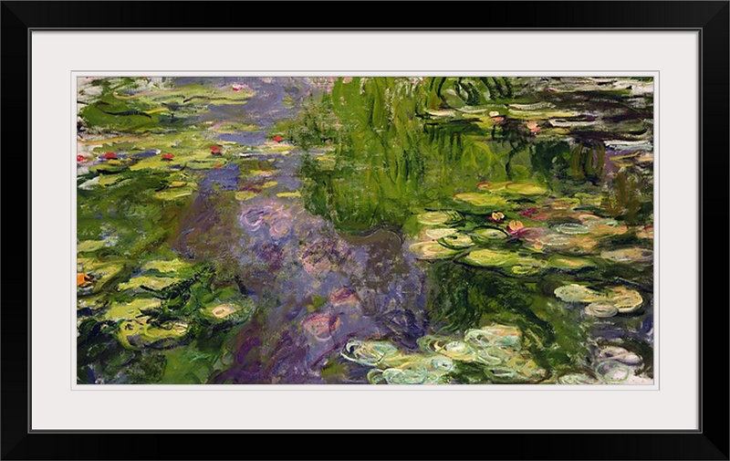 Nymphéas par Claude Monet - reproduction, H 27 po x l 44 po x P 1 po, Cadre noir