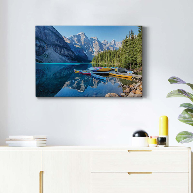 Toile tendue Banff Canoe Premium Gallery - prête à être accrochée, H 12 po x l 18 po x P 1 po