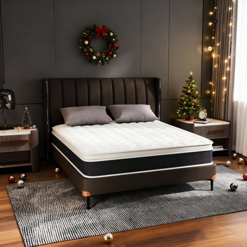 Très grand matelas, matelas à ressorts ensachés hybrides de taille moyenne, matelas à plateau-coussin dans une boîte