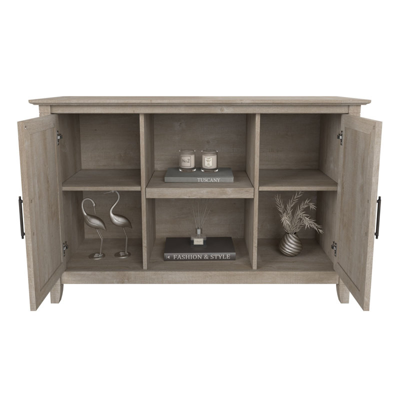 Huckins 46.22 " Wide Hall Tree with Shoe Storage and Shelves, Washed Gray