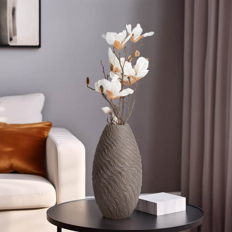 Vase de table en céramique Leika, Hauteur totale - 14 po 