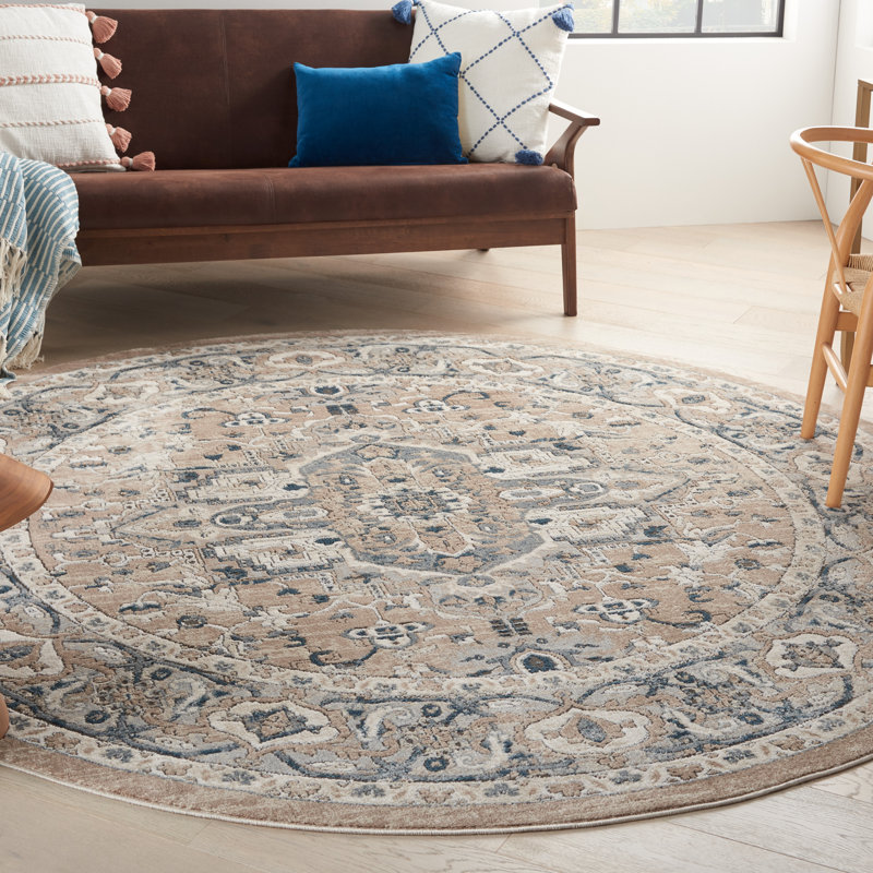 Jurado Oriental Beige/Gray Area Rug, Round 10'