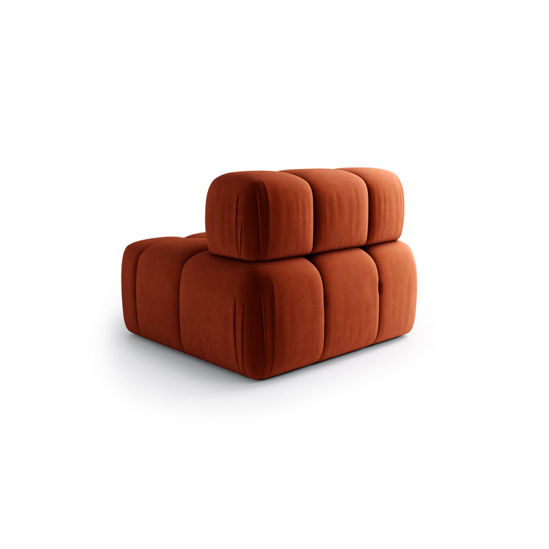 1 Seater Velvet Sectional, Orange