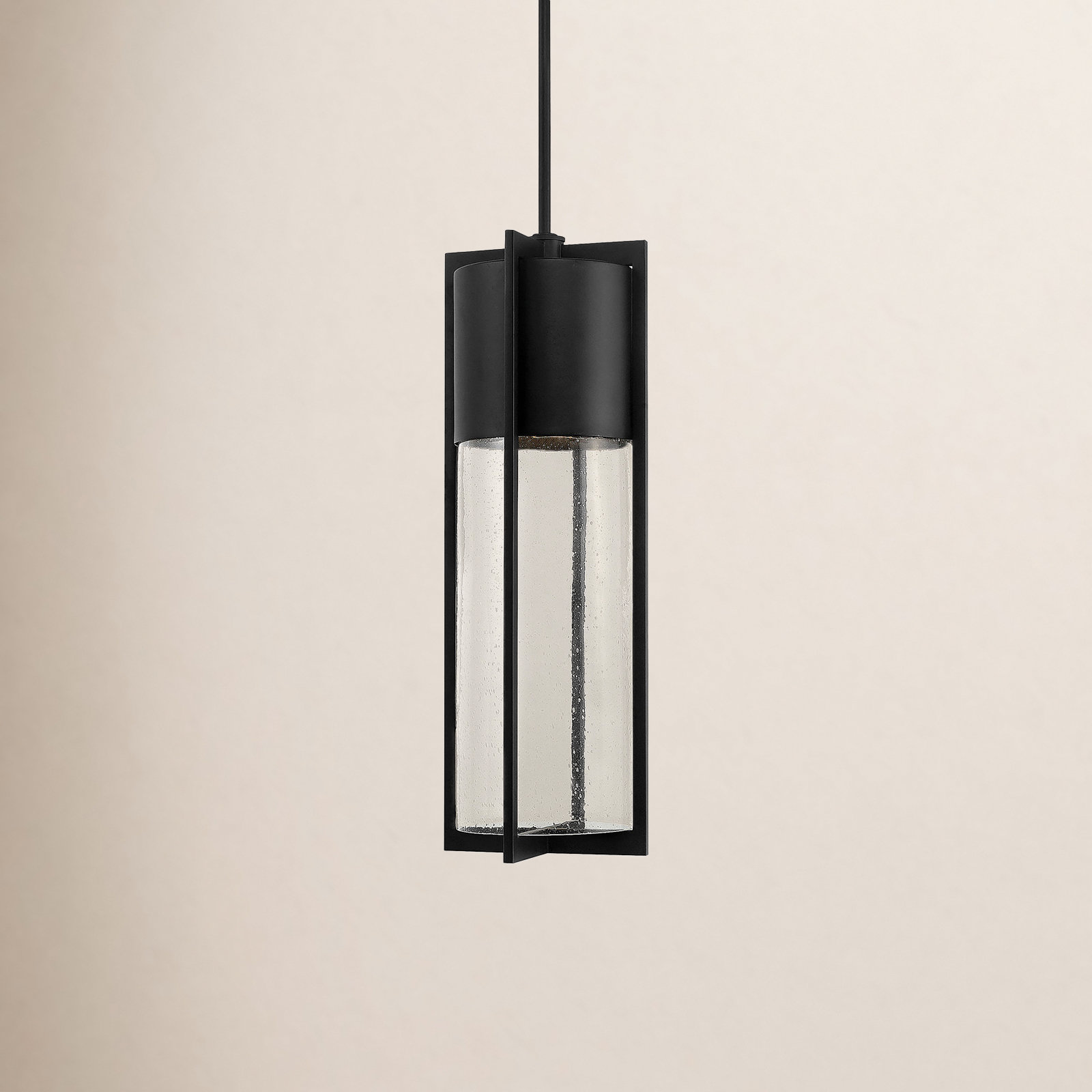 Bandit Seeded Outdoor Pendant, 24.5" H x 8.25" W, Incandescent, Black