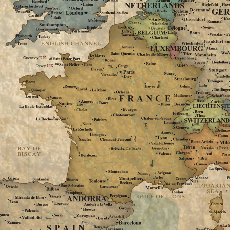 Carte de voyage personnalisée avec punaise d'époque, H 37,5 po x l 37,5 po x P 2 po, Yes