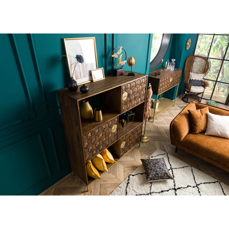 130cm W Metal Shelving Unit, Oiled brown