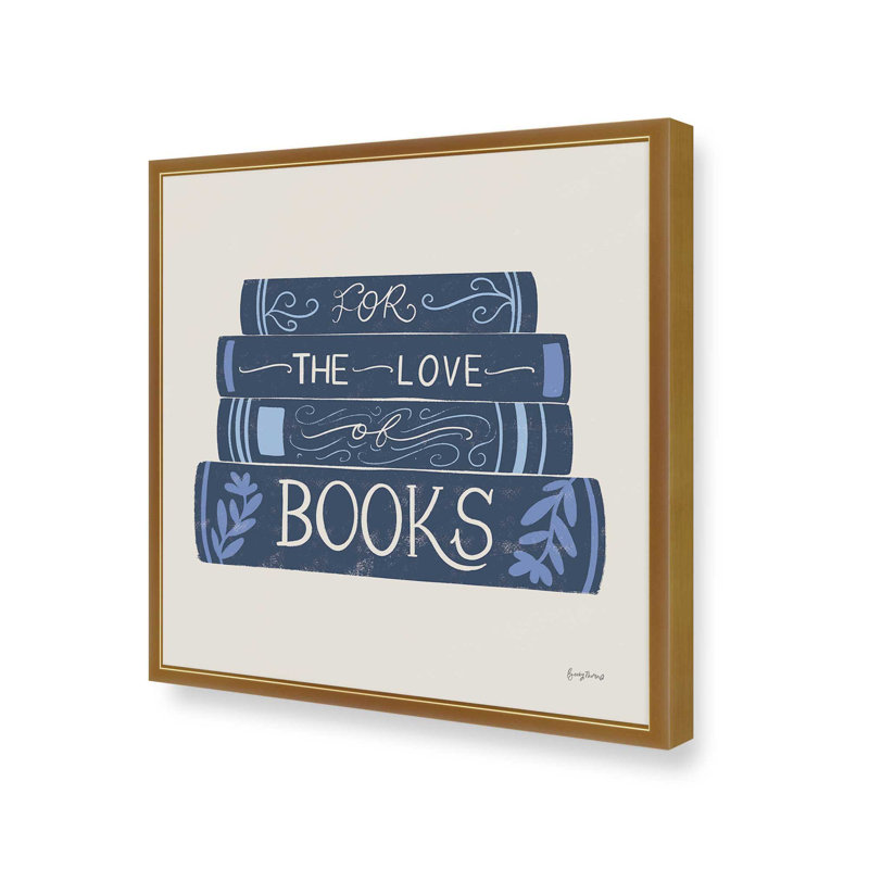 «Bookish Blue III» par Becky Thorns, reproduction d'art, H 12 po x l 12 po, Doré