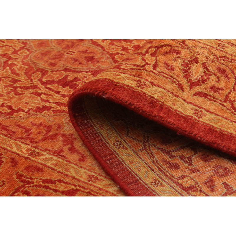 Tapis de couloir en laine noué à la main de conception unique noué à la main new age de style persan 18/20 orange 2 pi 6 po x 14 pi tapis décoratif
