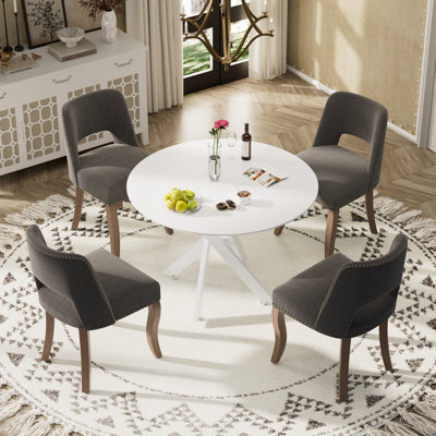 Round Pedestal Dining Set with Wooden Dining Chair