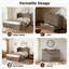 Grand lit escamotable Farmhouse avec station de charge et matelas pliable inclus, gris rustique-1833241093-1833241094