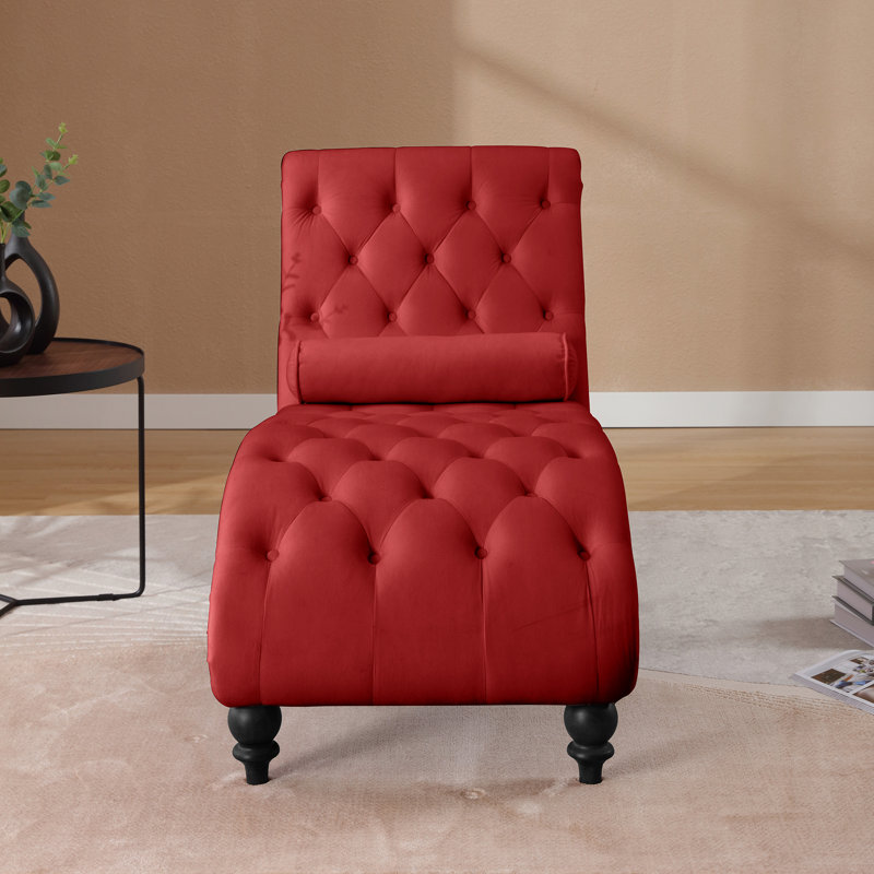 Chaise longue Naes, Velours rouge