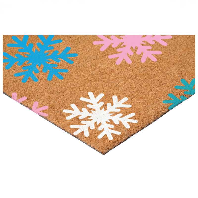 Colorful Snowflake Doormat, 17" W x 29" L, Multicolor