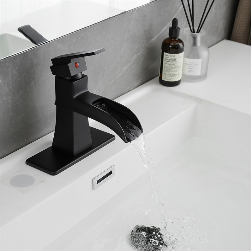 Single-handle Bathroom Faucet with Drain Assembly, Matte Black