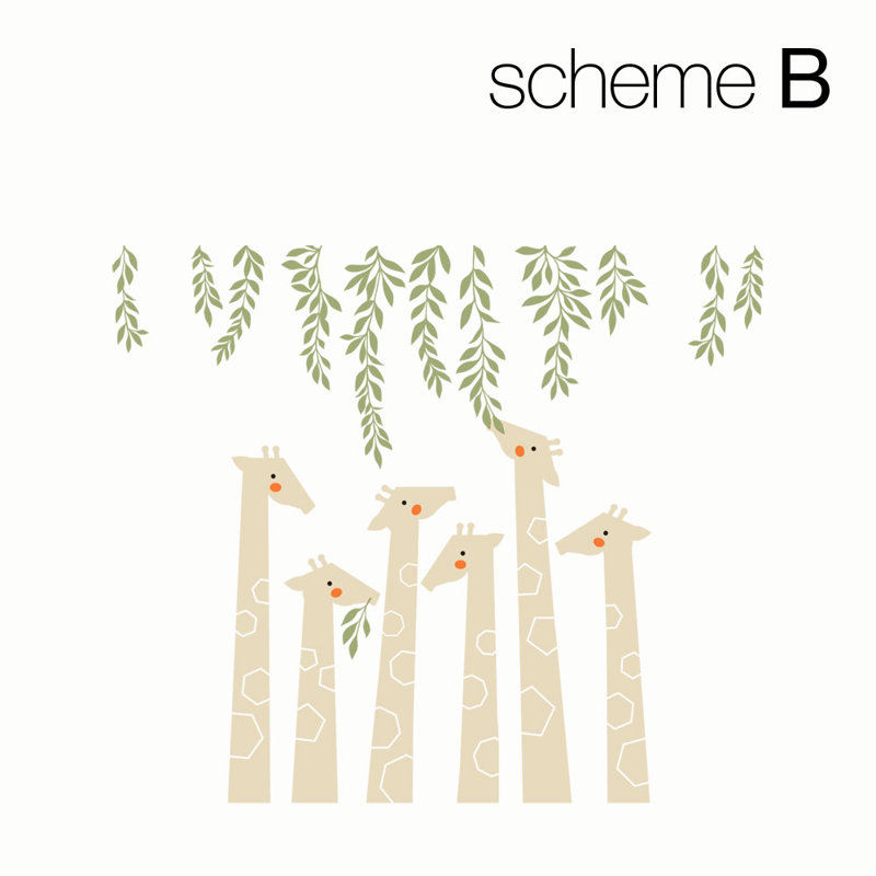 Décalcomanie murale feuilles girafee, Brun kaki / vert sauge