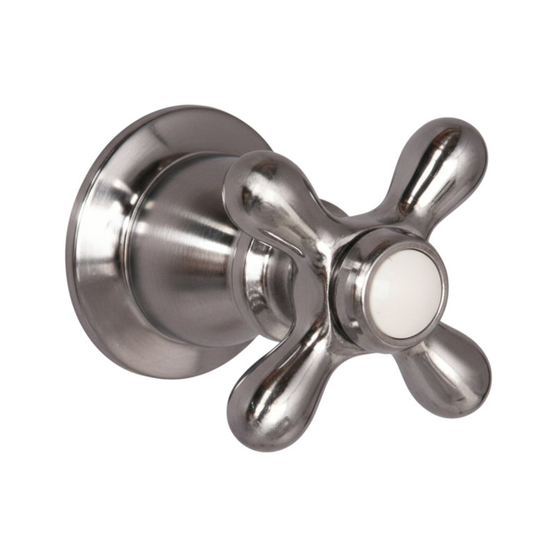 Ensemble de commande de douche traditionnel avec laiton massif et poignée en croix, Nickel poli