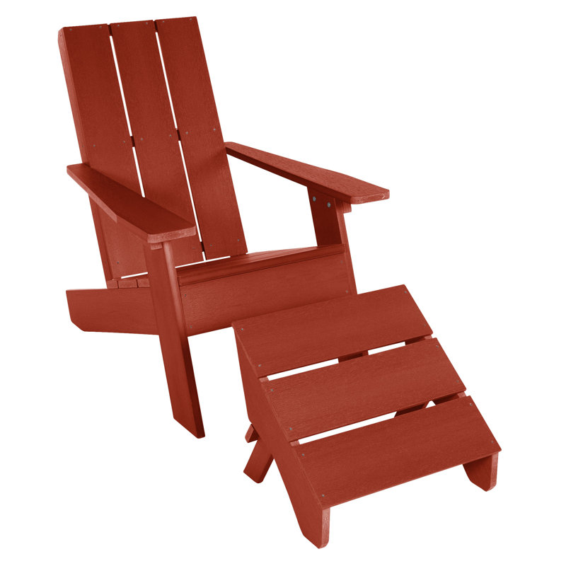 Chaise Adirondack en plastique avec repose-pieds Byrnes, Rouge