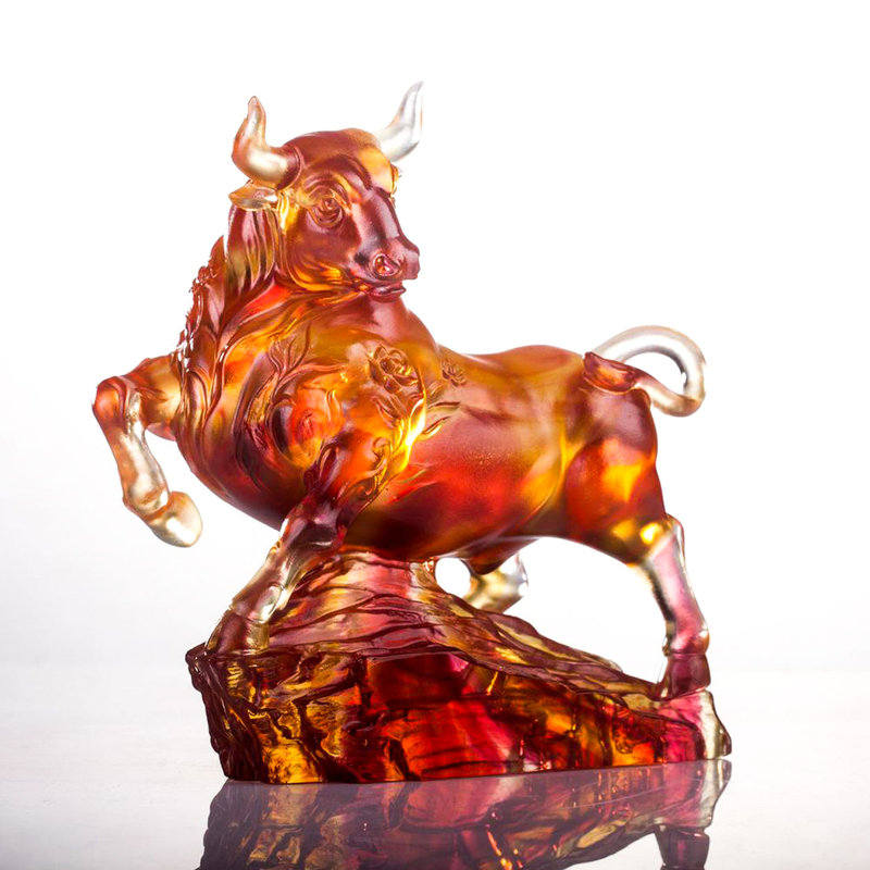 Ox Sculpture Easterly Winds Crystal Figurine
