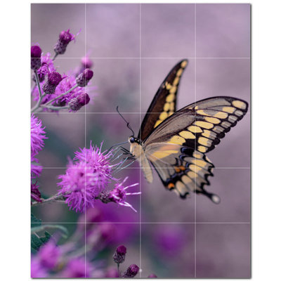 Butterfly Photo 12'' x 12'' Satin Ceramic Decorative Mural