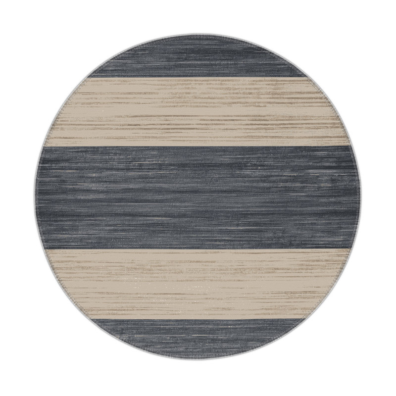 Tapis intérieur / extérieur beige HorizontalStripes, Rond 5 pi