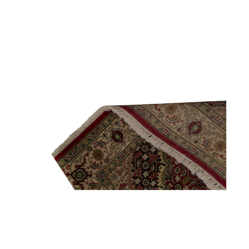 Tapis rouge et noir noué à la main de haute qualité