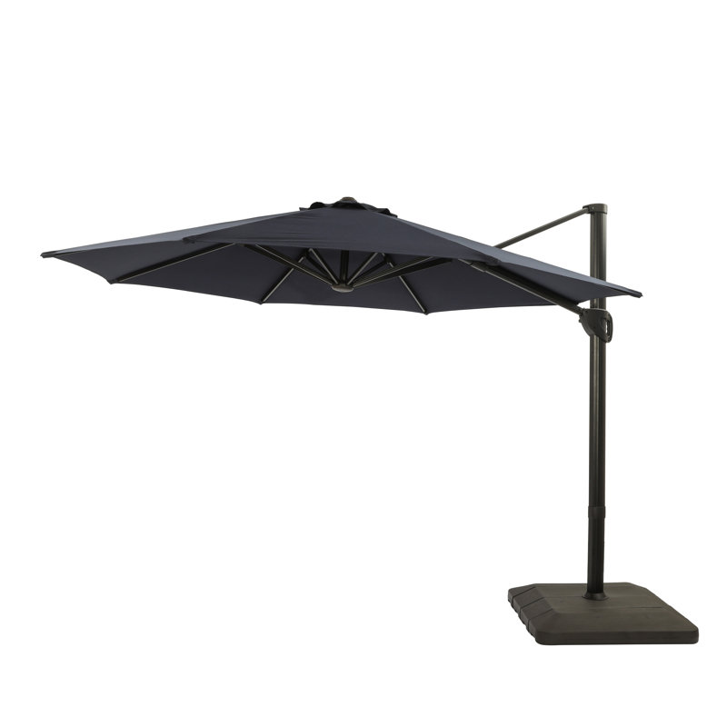129" Luxury Cantilever Umbrella with Based, Navy Blue